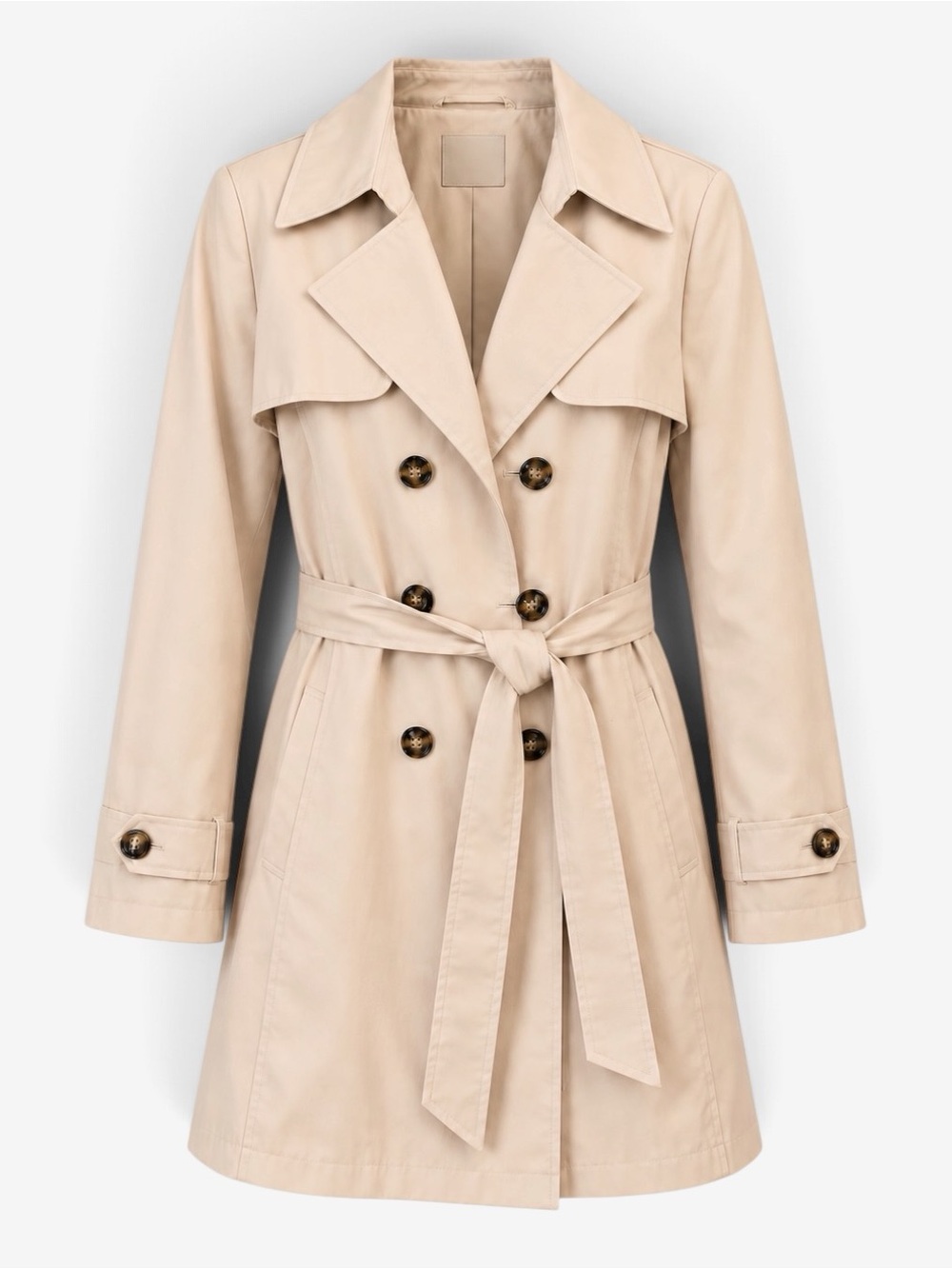 Halogen Double Breasted Belted Trench Coat XL Muslin Beige Cotton Blend